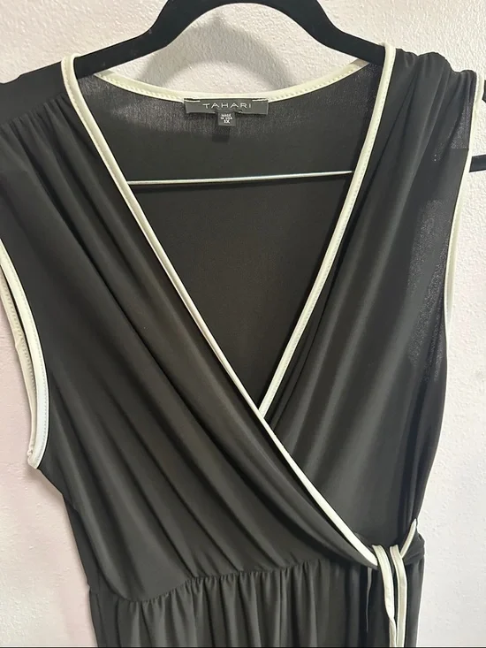 Tahari Black Jumpsuit with White Trim - Picture 3 of 9